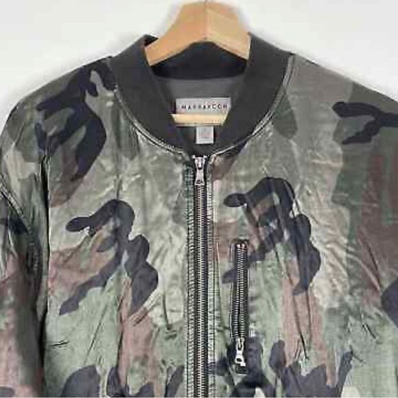 Anthropologie Marrakech Camo Satin Bomber Zip Up Jacket Sz XS - Picture 4 of 12